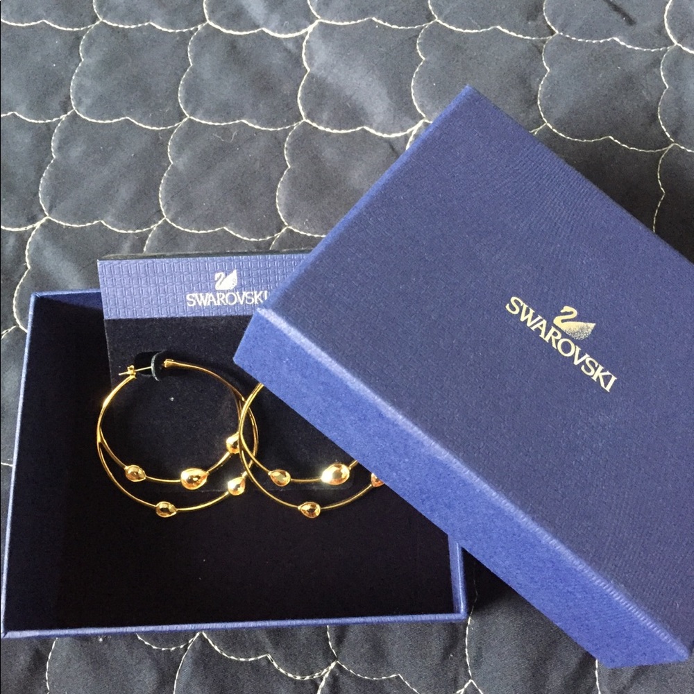 NIB Swarovski gold crystal earrings